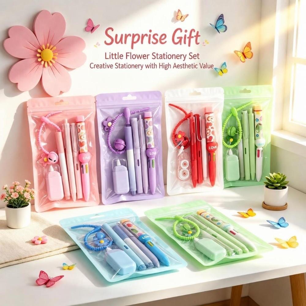 7-in-1 Flower Stationery Set Multi Color Pen Gift Set Kawaii 7 in 1 Pen Set  School Supplies
