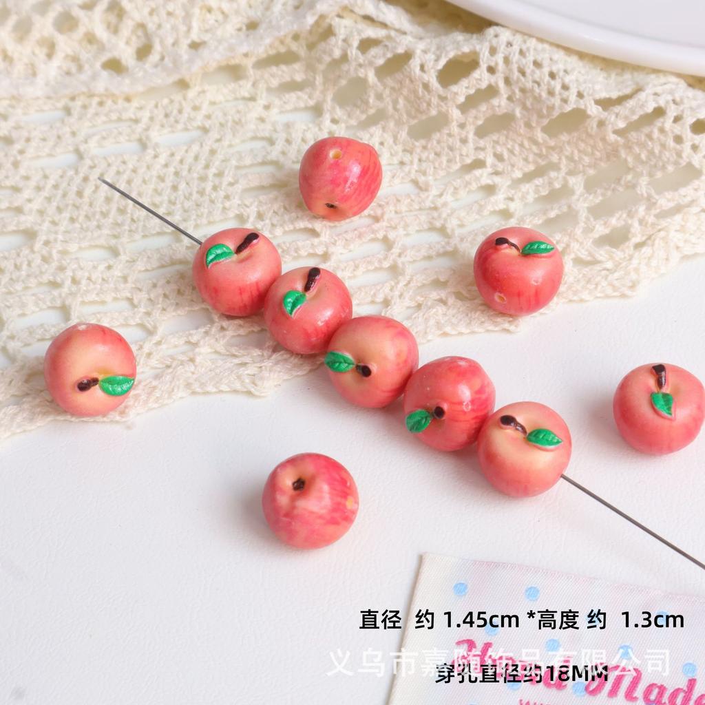 5Pcs Realistic Fruit Miniature 3D Apple Resin for Handmade DIY Bracelet Necklace Loose Bead Cute Girl Pendant Charm Accessories