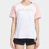 Adidas Neo Logo Print Short Sleeve T-Shirt Women Tops White Pink DW7949