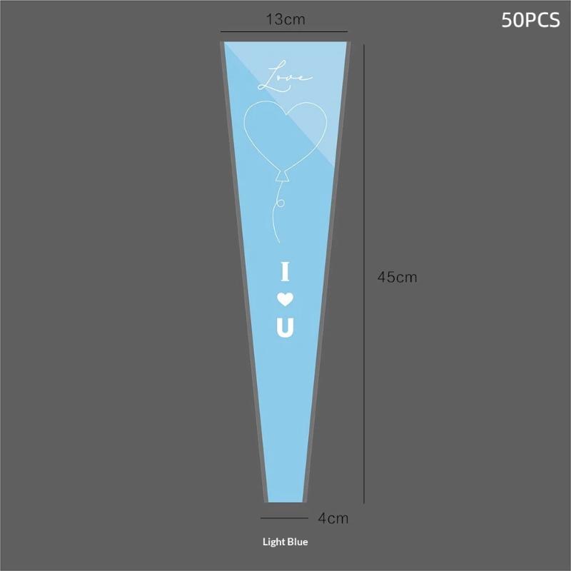 50 Adet Tek Gül Kol Çiçek Paketleme Çantası Buket Paketleme Çantaları Sevgililer Günü İçin Şeffaf Selofan Çiçek Paketleme Çantaları