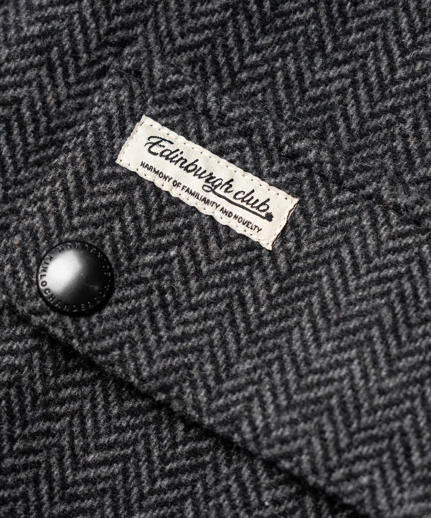 Edinburgh Club Wool Blended Herringbone Mid Hunting Jacket [C/Grey]