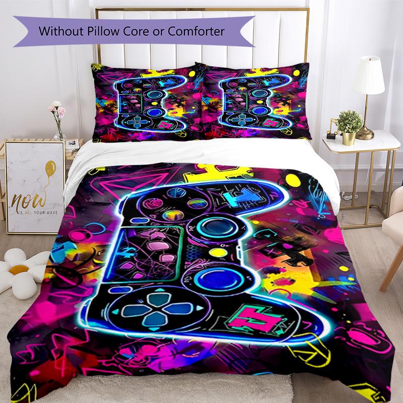 3pcs Game Controller Bedding Set Duvet Cover Closure Includes 1 Duvet Cover & 2 Pillowcases, Soft and Comfortable for All Seasons.