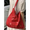 Korean Version of Embroidered Letter Corduroy Large Bag Women's 2025 New Tote Bag Student Class Large-capacity Crossbody Bag