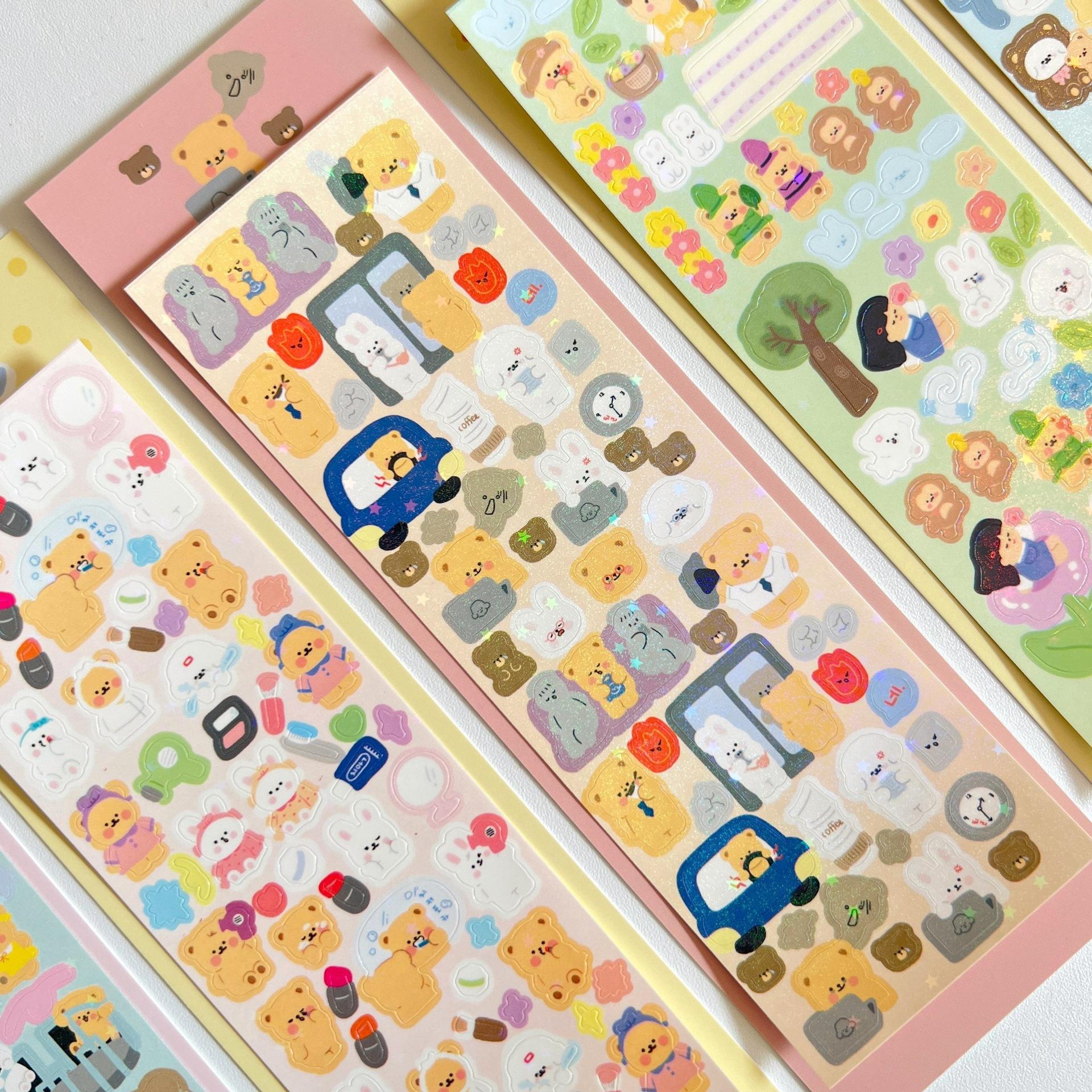 Корейская популярная наклейка серии Cure Bear Laser Cartoon Bear Goo Card Sticker — фото 3