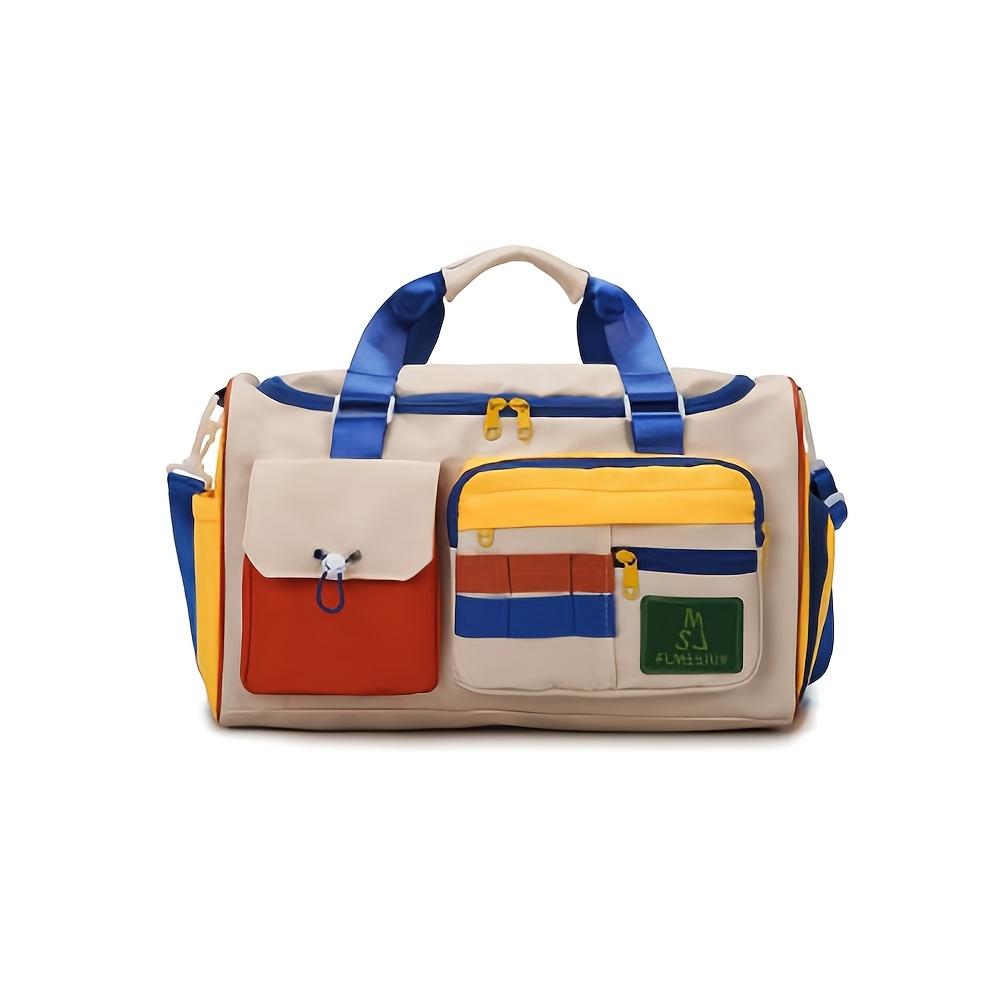 Colorful Contrast Crossbody Sports Duffel Bag - Stylish Polyester Travel Tote for Gym, Short Trips & Weekend Outings