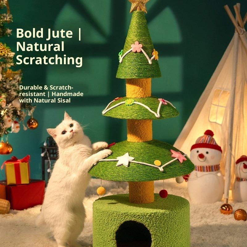 Vánoční strom kočičí škrabadlo kočičí stelivo integrovaný sisalový kočičí škrabací sloup odolný proti poškrábání drobečky
