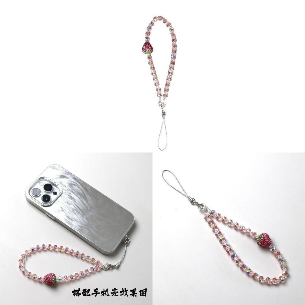 Laccetto per Cellulare Fragola con Cordino in PVC Fatto a Mano con Perline per Donne e Uomini