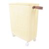 Slim Laundry Basket Foldable Space Saving Sturdy PP Plastic Narrow Clothes Hamper for Bathroom Corner Crm White