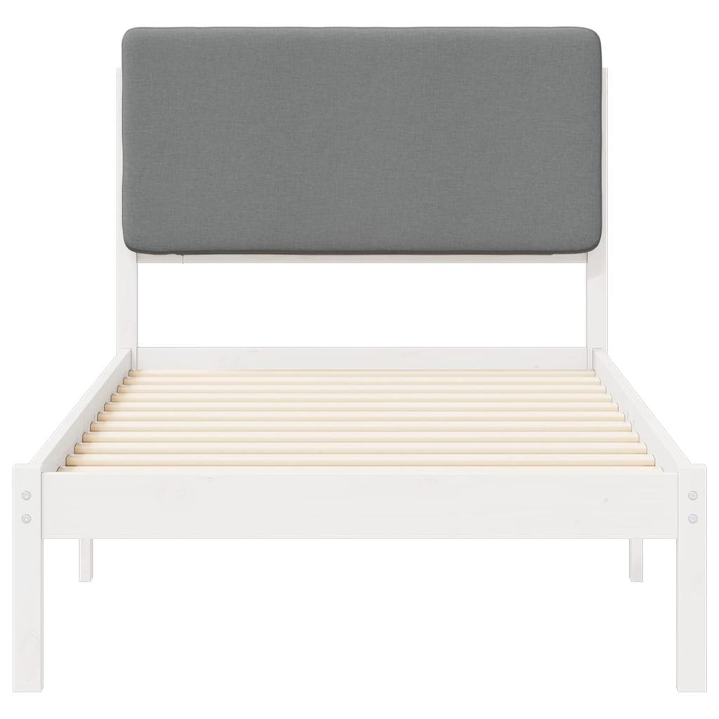 Bed Frame with Padded Headboard Light Grey 75 x 190 cm