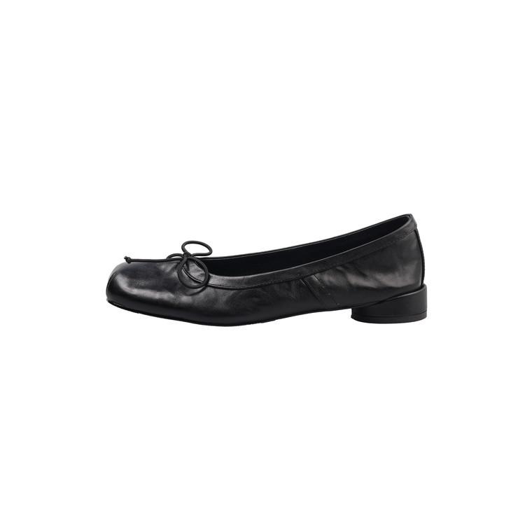Retro Style Thick Heel First Layer Cowhide Round Head Single Shoes Women's Bow Women's Shoes Professional Women's Shoes