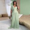2026 Elegant One-Shoulder Pleated Waist-Cinched Lace-Up Long Sleeve Dress for Women