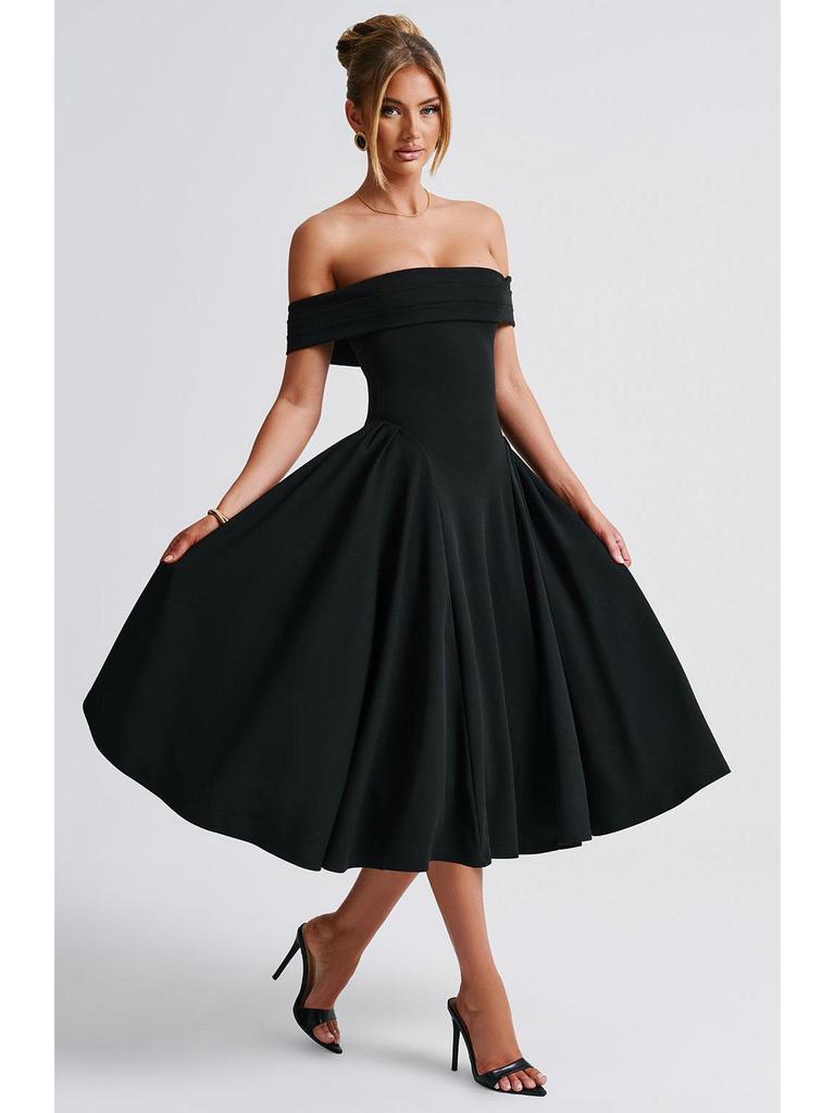 2025 Spring Fashion Solid Color Off-the-Shoulder Backless Bandeau Dress for Women