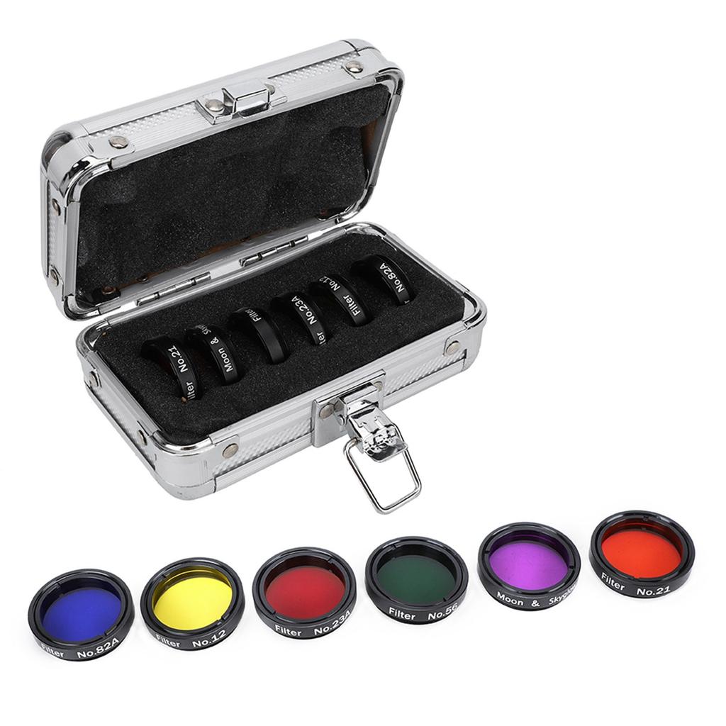 6 Pcs 1.25inch Colorful Telescope Filter Kit with Storage Box for Telescopes Eyepieces