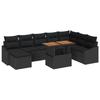 VidaXL Ensemble de salle à manger de jardin en 9 pièces avec coussins en poly rattan noir et acacia 3349876