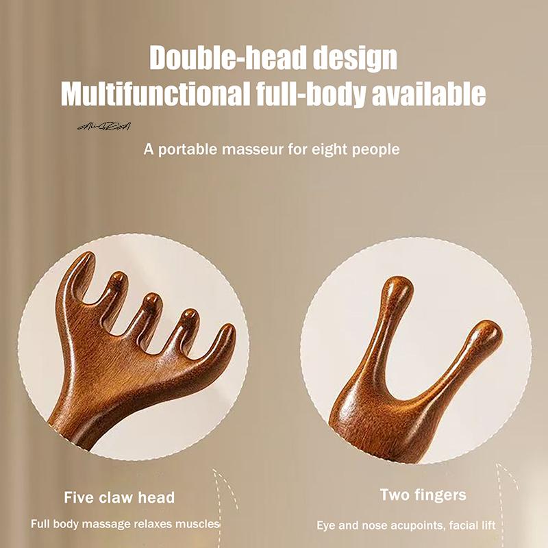 Sandalwood Deer Antlers Wide Tooth Comb Meridians Dredging Facial Massage Gua Sha Scalp Massager for Relaxation And Hair Care