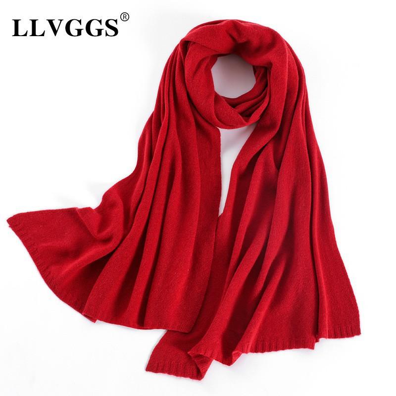 Autumn and winter pure wool women's scarf fresh and sweet knitted contrasting shawl warm versatile extended scarf