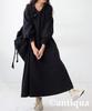 Antiqua Long Dress with Voluminous Plus Size Black Women's Sleeves, PN-00469, (L-XXL), 05,