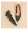 B35-3 Pointed Toe Low-Cut Chunky Heel Breathable Plus Size Striped Knit Shoes