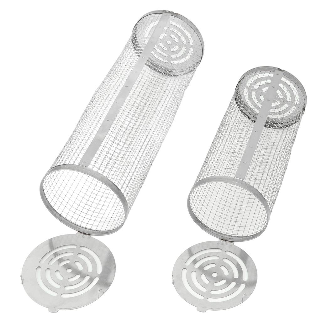 2PCS BBQ Net Tube Stainless Steel Barbecue Grill Basket Rolling Barbecue Cage for Vegetable Seafood