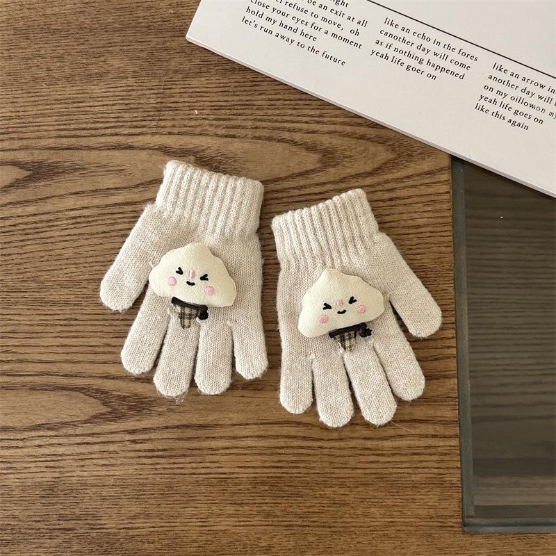 Autumn & Winter Cartoon Fingerless Knit Gloves for Boys & Girls - Warm Lamb Protection.