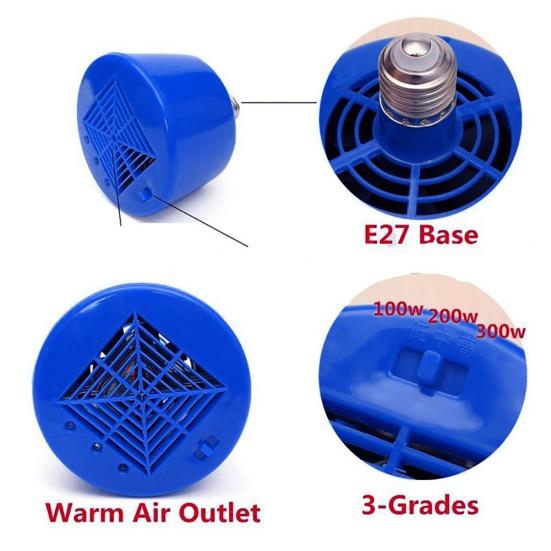 Cultivation Heating Lamp Thermostat Fan Heater for Chicken Pigs Tortoise Reptile