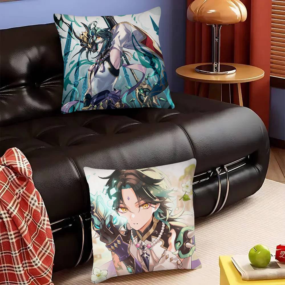 Spiel Anime Genshin Impact Xiao Kissenbezug Mode Quadratischer Kissenbezug Schlafzimmer Sofa Raum Ins Dekoration Freizeit