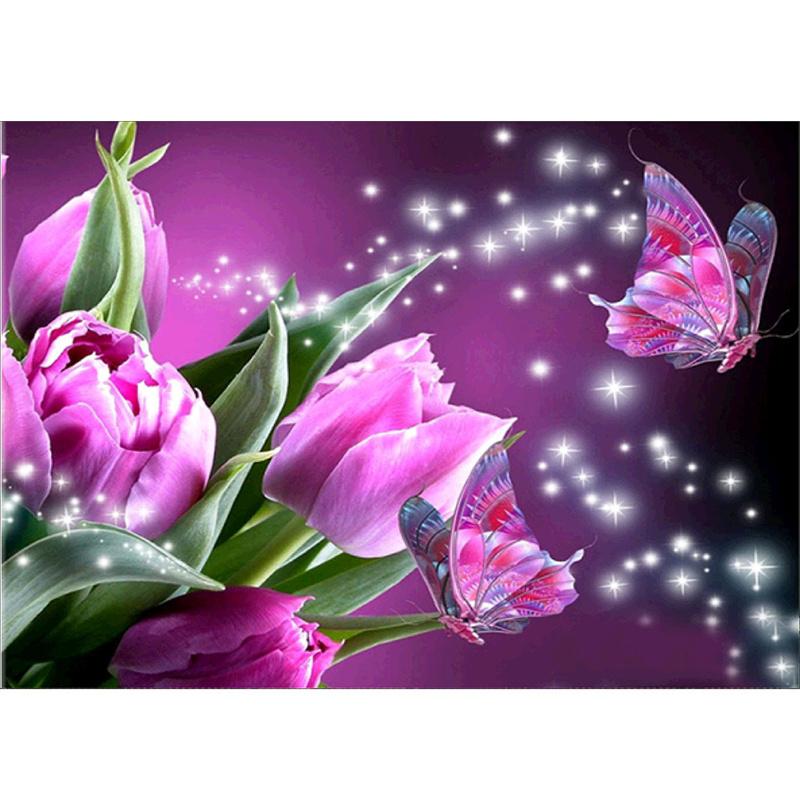 5D DIY Diamond Painting Pretty Butterfly Flower Art Diamond Embroidery Cross Stitch Kit Full Rhinestone Mosaic Home Decor