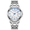 Blue Classic Light Steel Strap Mens Watch Waterproof With Calendar Function Movement Quartz