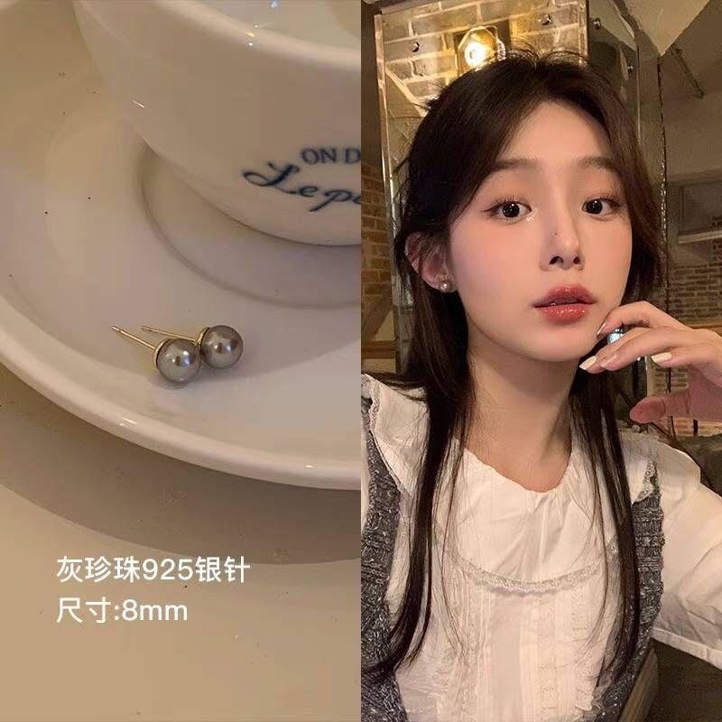 

Серьги-пусеты из серого жемчуга для женщин, для проколотых ушей, в виде диска от комариной спирали, клипсы, уникальные серьги, серьги, ощущение высокого класса