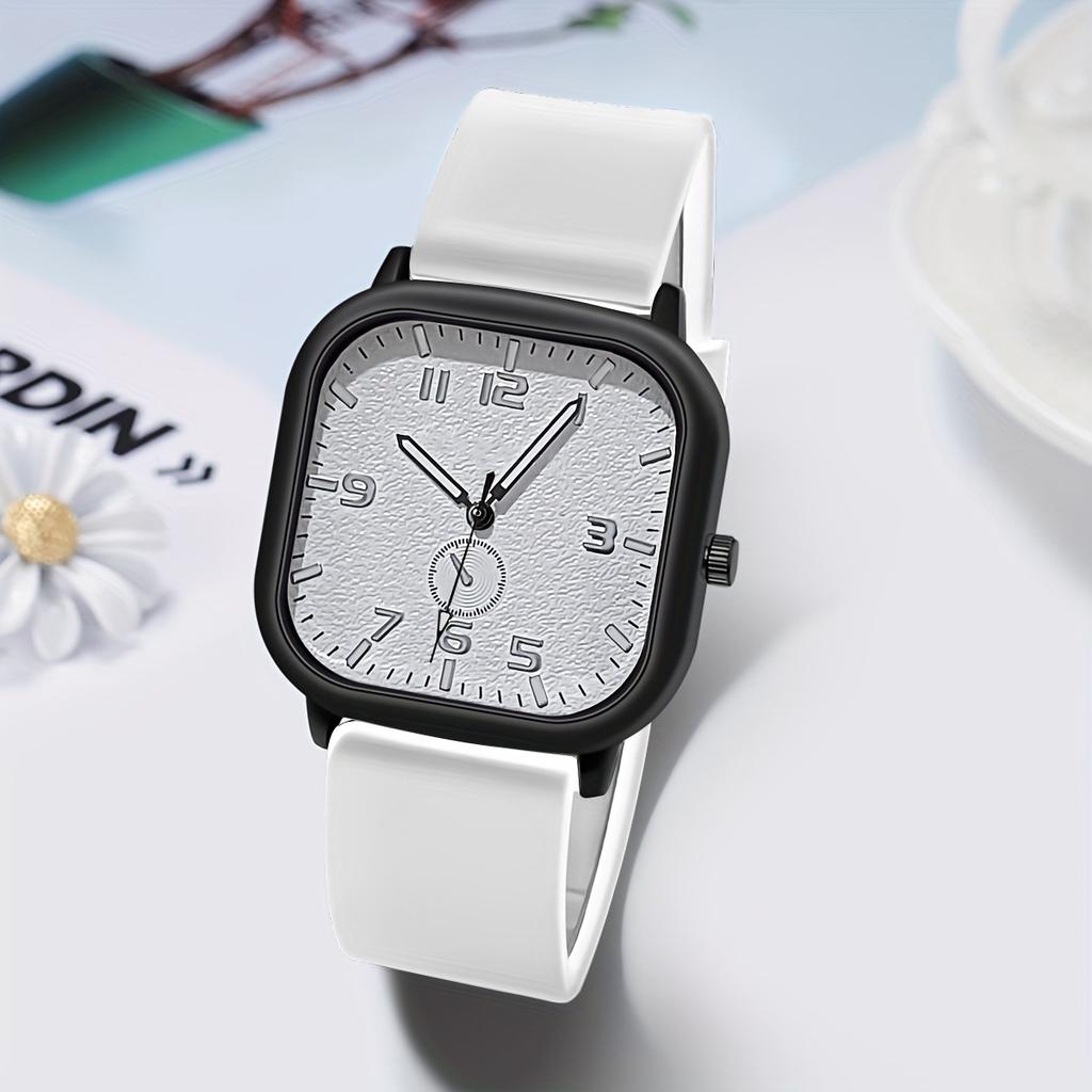Square Watch Women's Silicone Tape Digital Disc Quartz Watch Men's and Women's College Style Student Watch
