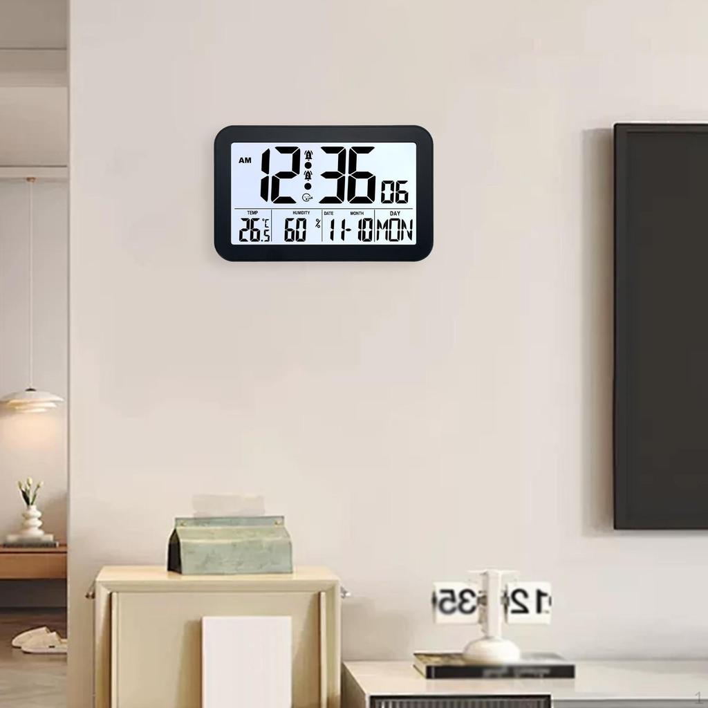Digital Alarm Clock Bedside Table Timepiece Large Display Versatile Night Light Double Alarms Desk
