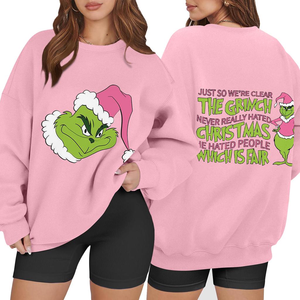 Women's Fashion Long Sleeve Print Round Neck Loose Pullover Sweater Top