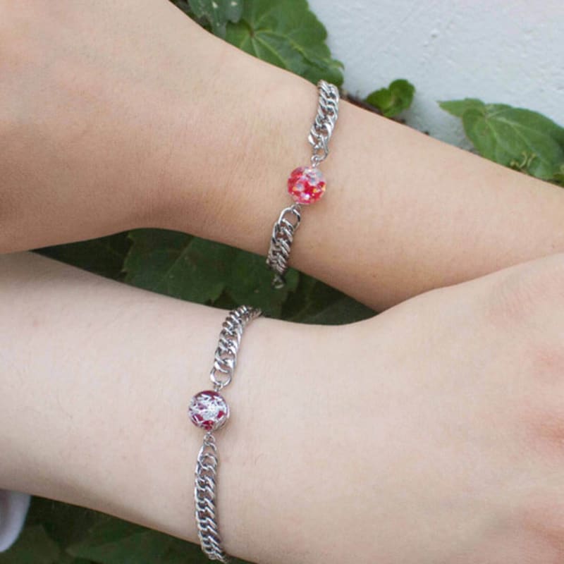 Luvinball [Abandoned Dog Sponsorship/Donation] Birth Crystal In the Snowball Couple Bracelet