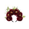 Floral Wreaths Head Hoop Comfortable Bohemian Flower Hair Accessories Artificial Fabric Flower Hairband Anti-Slip For Wedding