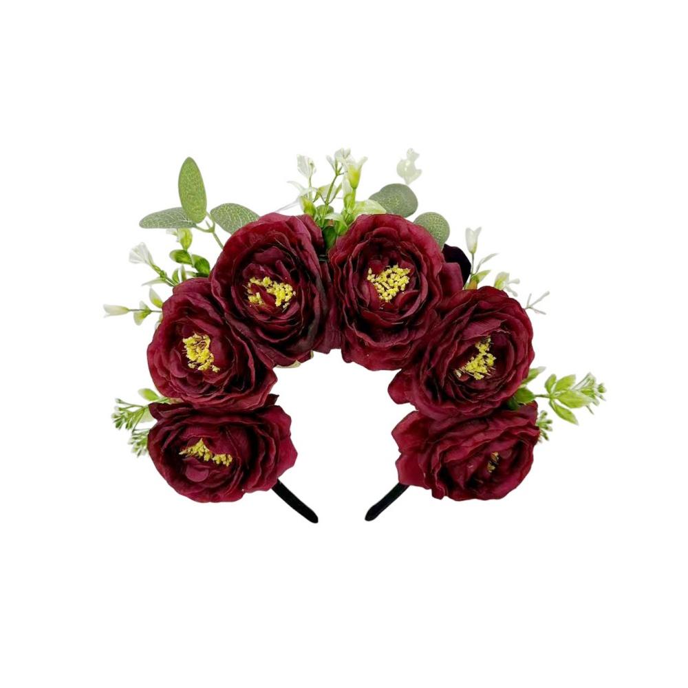 Floral Wreaths Head Hoop Comfortable Bohemian Flower Hair Accessories Artificial Fabric Flower Hairband Anti-Slip For Wedding