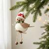 Mini Creative Bird Ornament Red Bow Tie Scarf Christmas Tree Hanging Pendant Christmas Hat Cute Xmas Decoration Party Decor