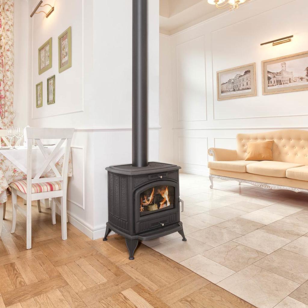 Fogão a lenha em ferro fundido KRATKI K6 Turbofan Ø 150 8 kW