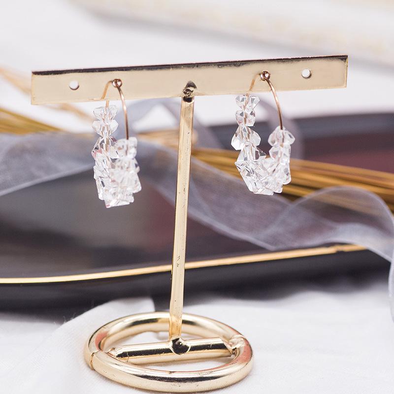 Simple Temperament Crystal Circle Earrings, Fashionable Design Sense Niche Earrings Women