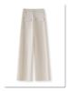 Women's Spring 2025 Gray High-Waisted Wide-Leg Drapey Pants - Elegant and Loose Straight-Leg Fit for Spring/Summer Season