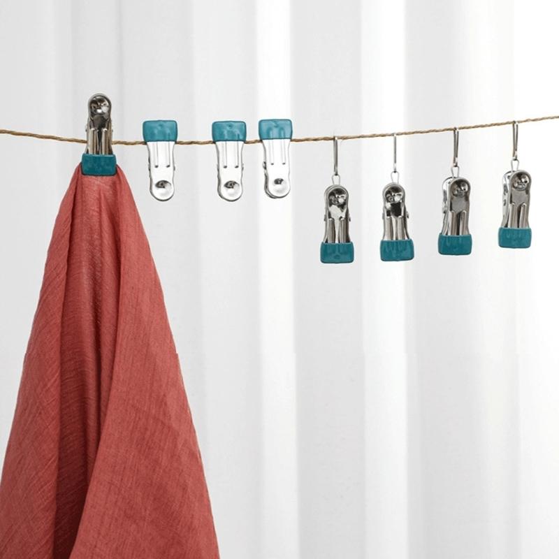 Pack Of 10 Beach Towel Clips Stainless Steel Clothes Fasteners Holders Sandproof Camping Clothespins for Outdoor Use