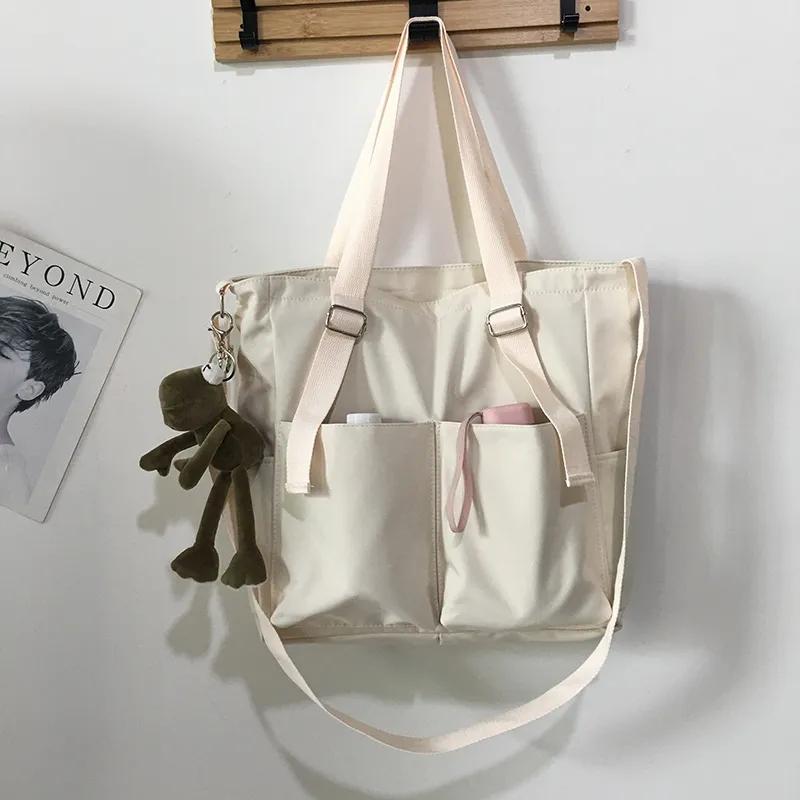 Genți de pânză pentru femei Shopper Genți de mână cu fermoar simple, nailon, impermeabile, de mare capacitate, genți de umăr unice