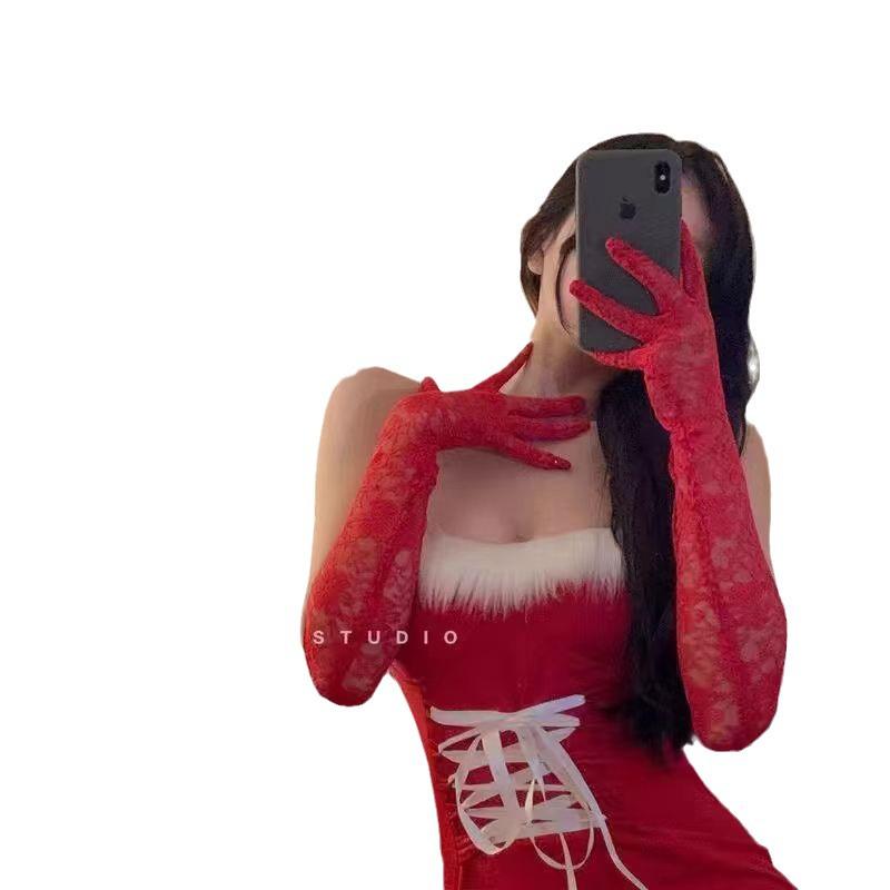 2024 Black Silk Mesh Bridal Lace Gloves for Women - Evening, Wedding Dress, or Sexy Sleeves Accessory