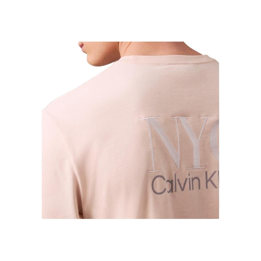 Calvin Klein Minimalist Comfortable Versatile Casual Embroidered Back Short Sleeve T-Shirt Men Tops Silver Peony 4RB813G-LN4