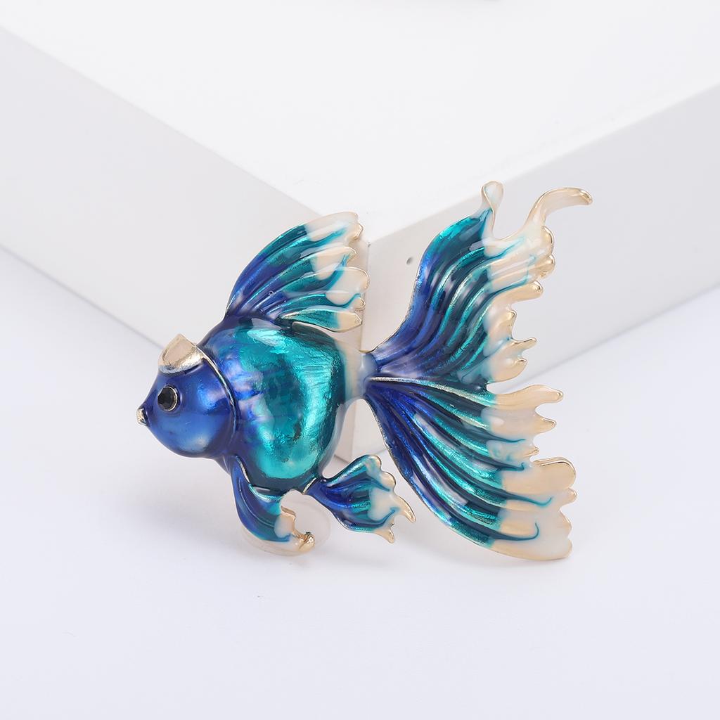 Rhinestone Goldfish Brooches for Women Enamel Sea Animal Pins Event Party Funny Luxury Backpack Decoration Clothes Accessories