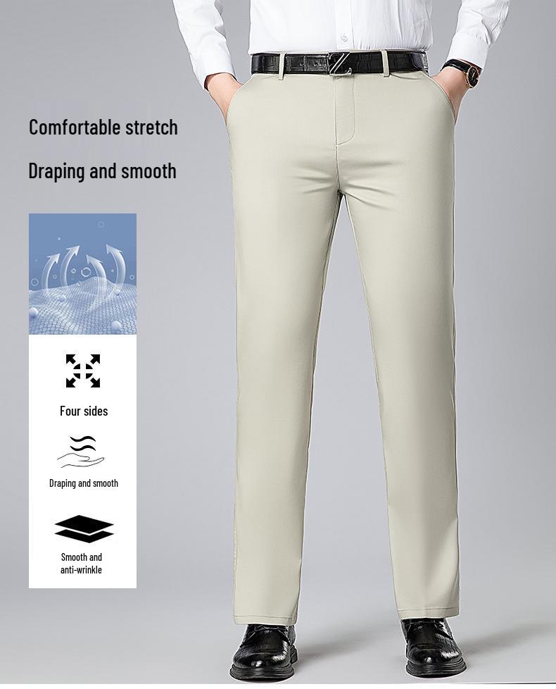 2026 Spring/Summer Men's Tencel Cotton Casual Pants – Mid-rise, Solid Color, Straight Leg, Versatile & Fashionable