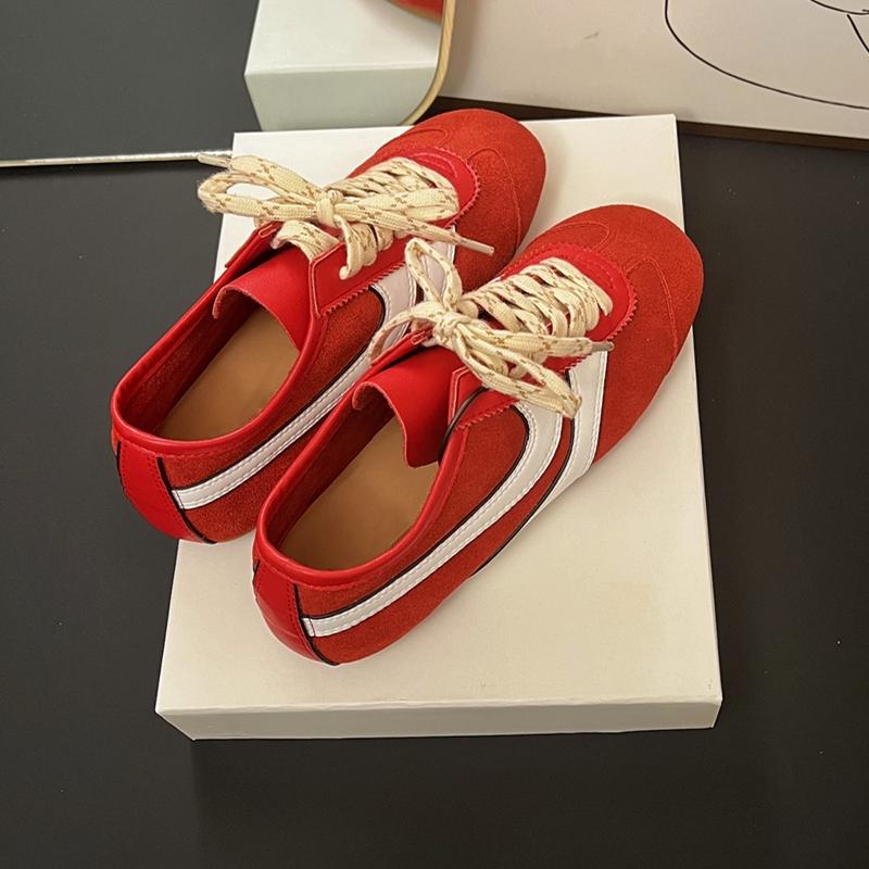 German Training Shoes Women New Genuine Leather Women Sneakers Flat Lace-up Retro Large Size Forrest Gump Shoes Women