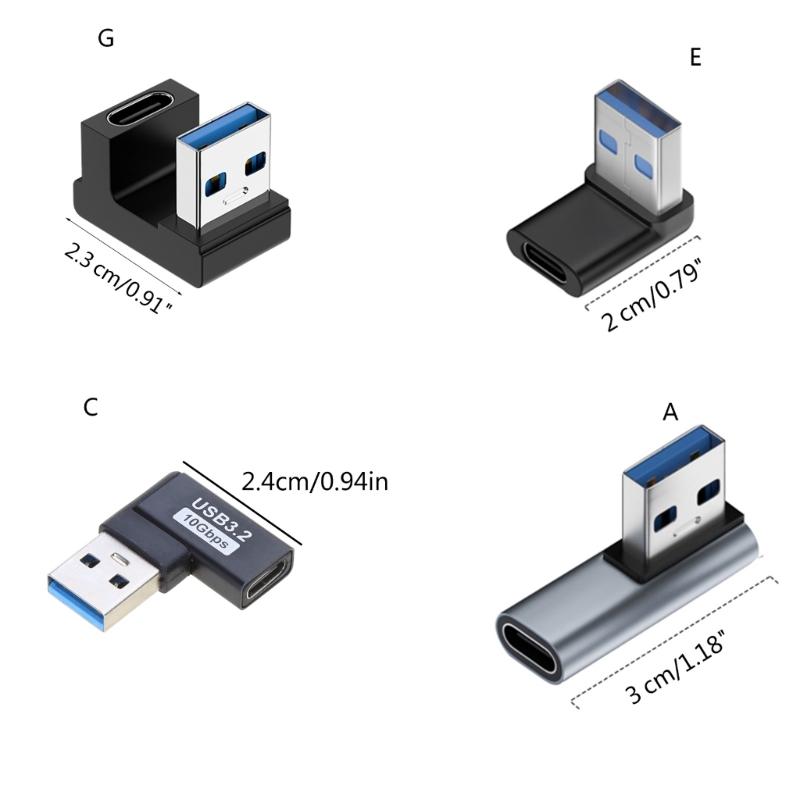 Konvertor USB C samice na USB 3.0 samec 10 Gbps USB C na USB 3.0 úhlový 90 stupňů pro prodlužovací konektor USB C