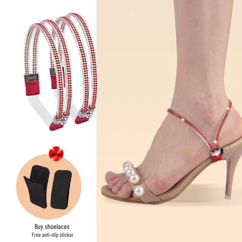 Multicolor Rhinestone Anti-Slip Elastic Heel Strap for High Heels, No Installation Required