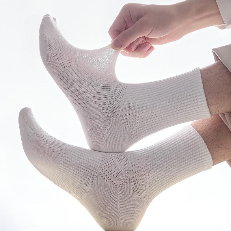 Male Spring and Autumn All Kinds of Casual Solid Color Antibacterial Sweat Absorption Breathable Boneless Anti Paging Tube Socks