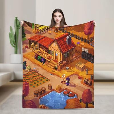 Stardew Valley Animals Chicken Blanket  Airplane Travel Flannel Throw Blanket For Couch Chair  Soft Custom DIY Quality Bedspread